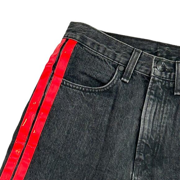 Rag & Bone Straight Jean Washed Black Red Side Stripe 24 - Picture 4 of 13